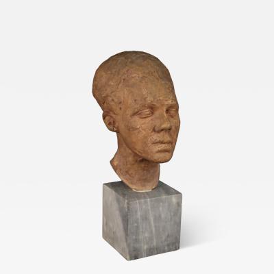 Italian terracotta sculpture with marble base