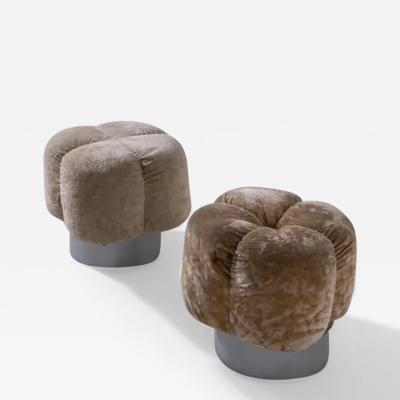 Italian vintage velvet poufs in flower shapes