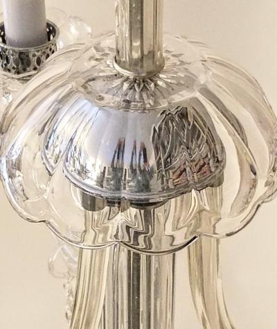 Italianate Lead Crystal Chandelier Floor Lamps Circa 1940