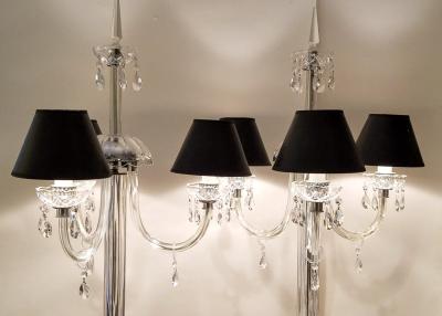 Italianate Lead Crystal Chandelier Floor Lamps Circa 1940