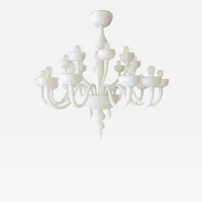Italina Monumental Contemporary 18 Arms in White Murano Style Glass Chandelier