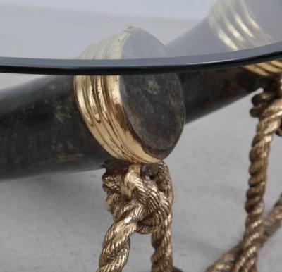 Italo Valenti 1 of 2 Huge Bronze and Brass Elephant Tusk Coffee Table by Italo Valenti