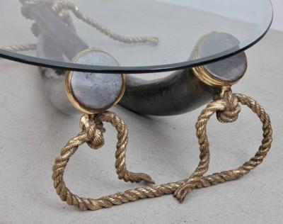 Italo Valenti 1 of 2 Huge Bronze and Brass Elephant Tusk Coffee Table by Italo Valenti