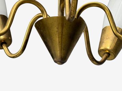 Itsu Finnish Modern Chandelier Brass Glass Finland 1940s