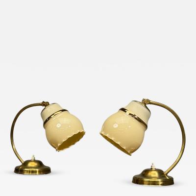 Itsu Oy Table Lamps Polished Brass Glass Finland 1950s