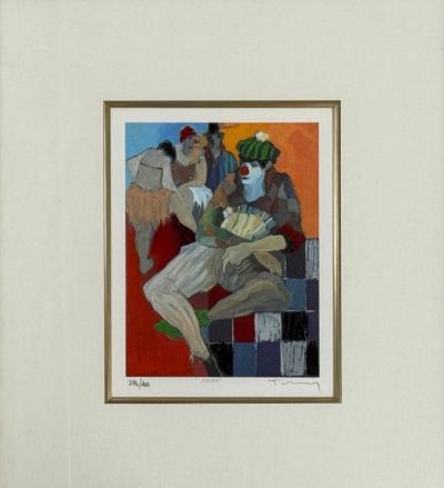 Itzchak Tarkay Itzchak Tarkay Limited Edition Framed Clown Lithograph Signed and Dated 2000s
