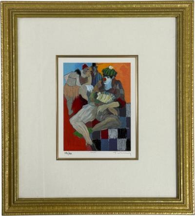 Itzchak Tarkay Itzchak Tarkay Limited Edition Framed Clown Lithograph Signed and Dated 2000s