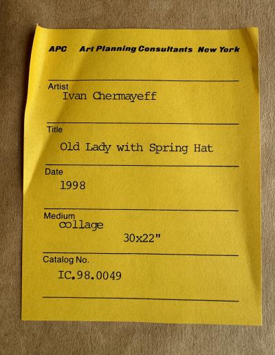 Ivan Chermayeff Geometric Abstract Collage Flat Color Old Lady with Spring Hat 