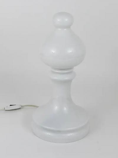 Ivan Jakes White Ivan Jakes Bishop Chess Lamp Made of White Glass Czechoslovakia 1970s