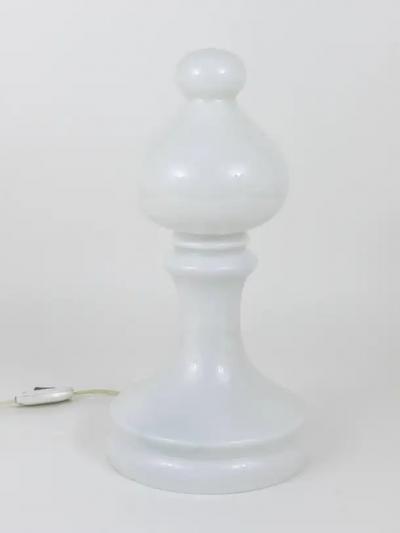 Ivan Jakes White Ivan Jakes Bishop Chess Lamp Made of White Glass Czechoslovakia 1970s