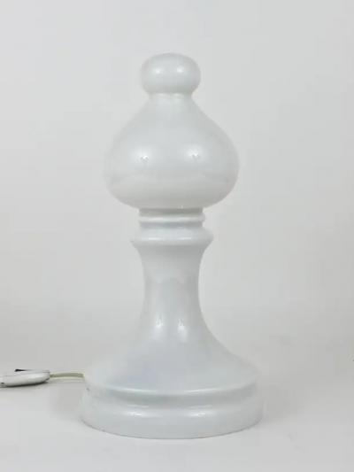 Ivan Jakes White Ivan Jakes Bishop Chess Lamp Made of White Glass Czechoslovakia 1970s