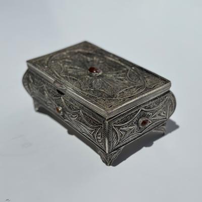 Ivan Vasilyevich Avdeyev Russian Silver Box with Semiprecious Stones Russian circa 1859