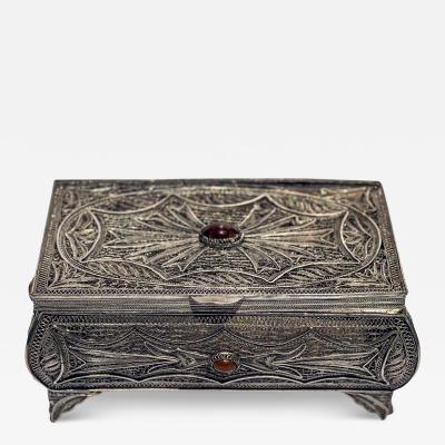 Ivan Vasilyevich Avdeyev Russian Silver Box with Semiprecious Stones Russian circa 1859