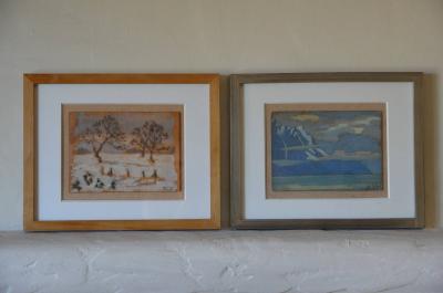 Ivan da Silva Bruhns Rare Set of Two Framed Oil Paintings by Ivan da Silva Bruhns