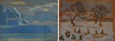 Ivan da Silva Bruhns Rare Set of Two Framed Oil Paintings by Ivan da Silva Bruhns