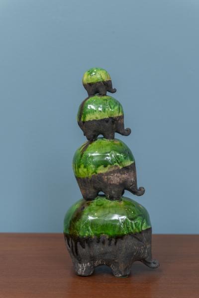 Ivo De Santis Ivo De Santis for Gil Etruschi Ceramic Elephants Sculpture Italy