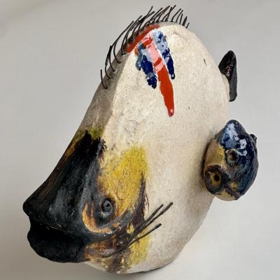 Ivo De Santis Mid Century Modern Italian Glazed Ceramic Fish Sculpture by Ivo De Santis