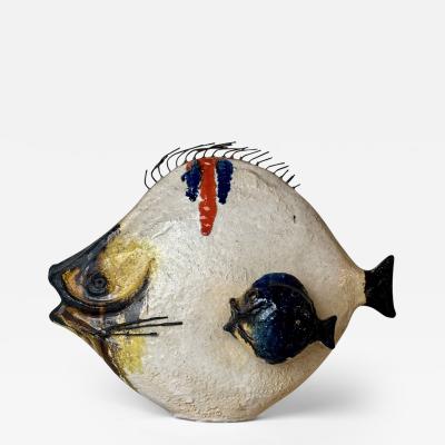 Ivo De Santis Mid Century Modern Italian Glazed Ceramic Fish Sculpture by Ivo De Santis