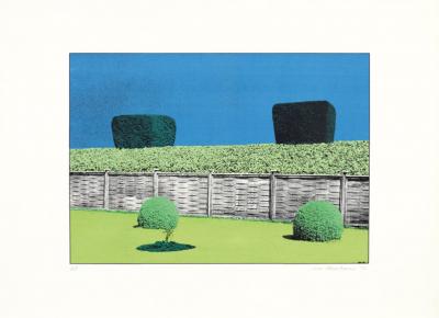 Ivor Abrahams The Garden Suite V Fence hedge with two bushes 1970