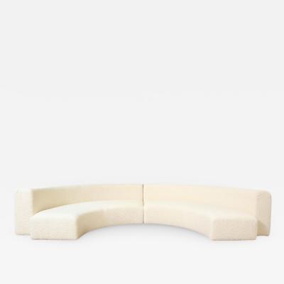 Ivory Boucle Curved 2 Piece Low Single Sofa or Two Small Sofas Italy 2022