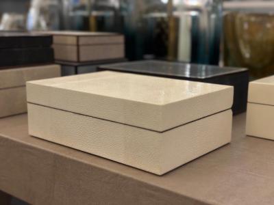 Ivory Color Shagreen and Walnut Box