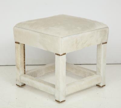 Ivory White Calfskin Ottomans