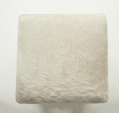 Ivory White Calfskin Ottomans