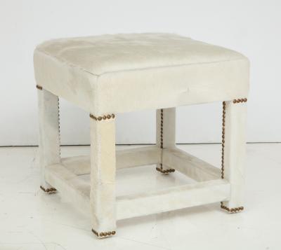 Ivory White Calfskin Ottomans