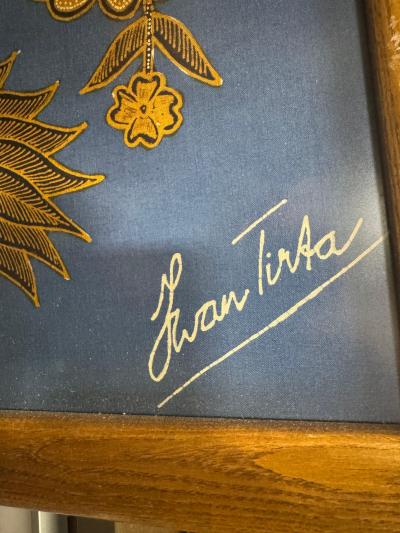 Iwan Tirta Large Iwan Tirta Pheasant and Floral Batik Artwork