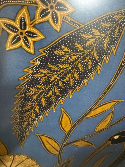 Iwan Tirta Large Iwan Tirta Pheasant and Floral Batik Artwork