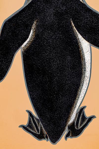 Izumi Atsuhiko Japanese Two Panel Screen Lacquer Penguins