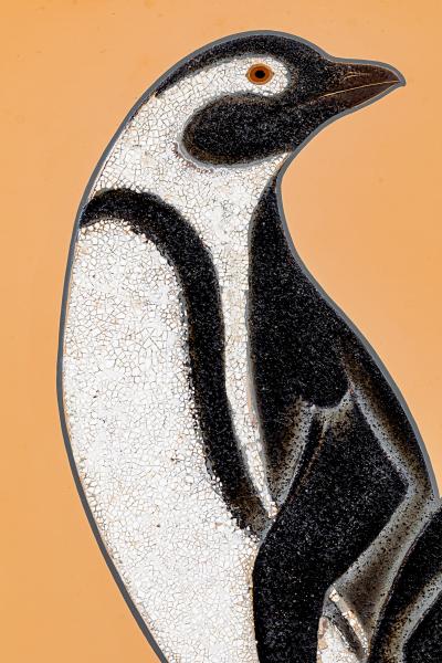 Izumi Atsuhiko Japanese Two Panel Screen Lacquer Penguins