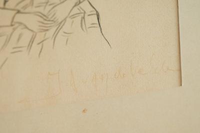 J A Van de Velde J A Van de Velde Jongedame Charcoal on Paper Belgium 1950s