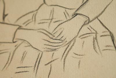 J A Van de Velde J A Van de Velde Jongedame Charcoal on Paper Belgium 1950s