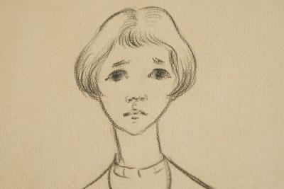 J A Van de Velde J A Van de Velde Jongedame Charcoal on Paper Belgium 1950s