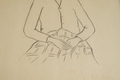 J A Van de Velde J A Van de Velde Jongedame Charcoal on Paper Belgium 1950s