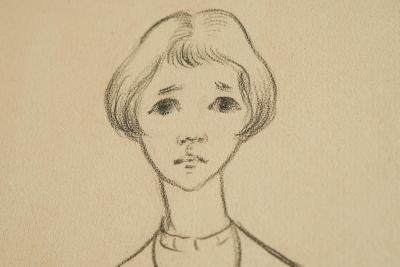 J A Van de Velde J A Van de Velde Jongedame Charcoal on Paper Belgium 1950s