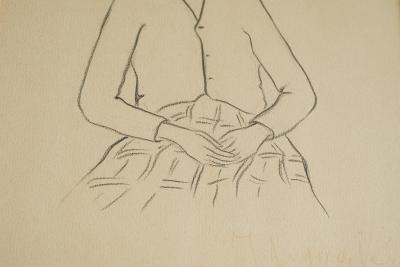 J A Van de Velde J A Van de Velde Jongedame Charcoal on Paper Belgium 1950s