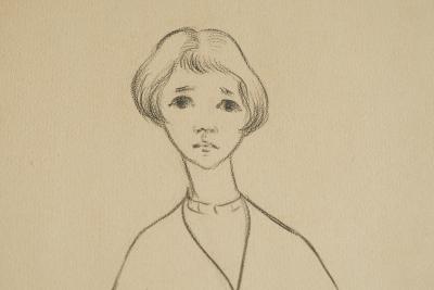 J A Van de Velde J A Van de Velde Jongedame Charcoal on Paper Belgium 1950s