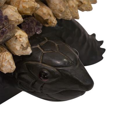J Antony Redmile J Anthony Redmile Turtle Coffee Table with Shells and Crystals 1970s Signed 