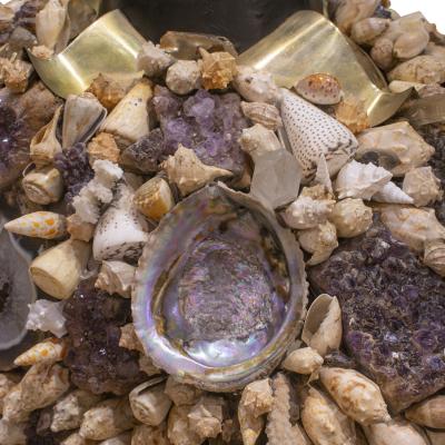 J Antony Redmile J Anthony Redmile Turtle Coffee Table with Shells and Crystals 1970s Signed 