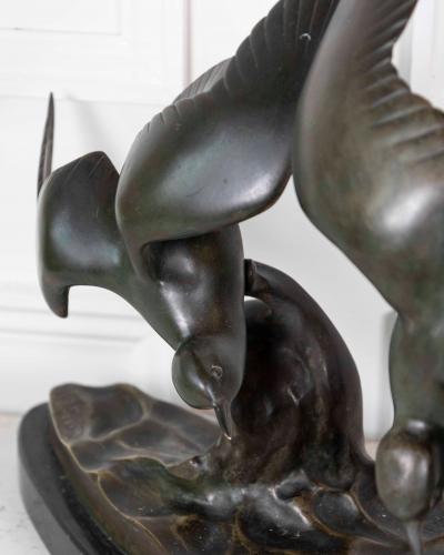 J B L onard J B L onard Two Seagulls in Flight Art Deco Bronze Sculpture
