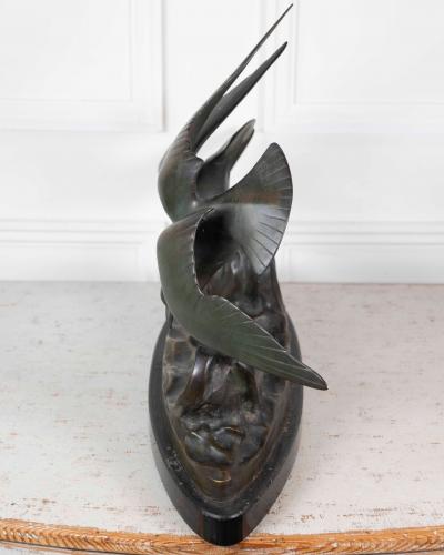 J B L onard J B L onard Two Seagulls in Flight Art Deco Bronze Sculpture