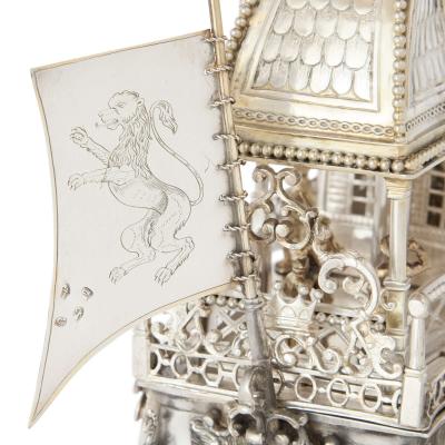 J D Schleissner Antique Hanau silver and silver gilt nef