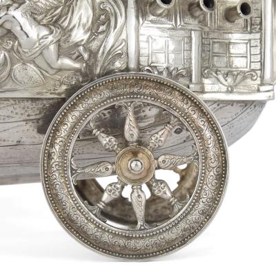 J D Schleissner Antique Hanau silver and silver gilt nef