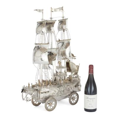 J D Schleissner Antique Hanau silver and silver gilt nef