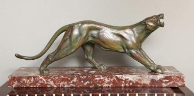 J Davergne Art Deco Bronze Panther by J Davergne