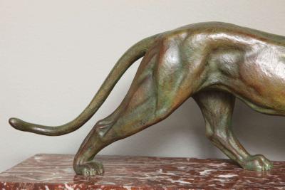 J Davergne Art Deco Bronze Panther by J Davergne