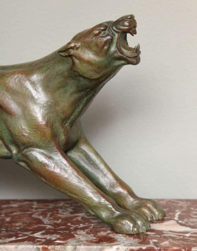 J Davergne Art Deco Bronze Panther by J Davergne