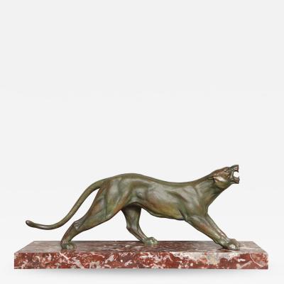 J Davergne Art Deco Bronze Panther by J Davergne